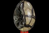Septarian Dragon Egg Geode - Black Crystals #109970-3